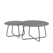 Dali Kaffeetisch 2er Set Beistelltisch Rund Edelstahl Anthrazit - 4seasons Outdoor