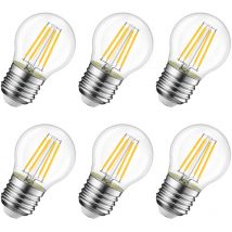 4W Ampoule led Filament E27 G45, Equivalent à Ampoule Incandescence 40W, 470Lm 2700K Blanc Chaud, Ampoule Edison Vintage, Non Dimmable, Lot de 6