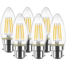 4W C35 B22 LED-Glühlampe, Kerzenlampe, 2700K Warmweiß, 470lm 80Ra, nicht dimmbar, 6er-Pack [Energieklasse e]