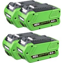 Pdstation - 4x 40V 8.0Ah Batterie de Remplacement pour Greenworks 40V Batterie G-Max Série 40V Tools 29472 29462 20672 20202 20262