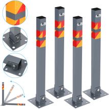 Tolletour - 4X Absperrpfosten Klappbar Einbetonierbar Poller 65cm Kette Poller Parkplatzsperre