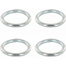 4x Anneau rond soudé en acier zingué a souder Chaîne Câble Argent Bricolage Bâche Piquet Jardin, 8x60mm