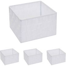4er-set Aufbewahrungskorb Hhg-258, Dekokorb Korb Körbchen Aufbewahrung Regalkorb Deko 12x19x19cm Weiß