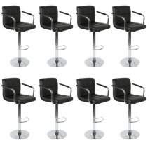 Skecten - 8er Set Barhocker Drehbar Küchenhocker Tresenhocker Bar Kunstleder Hocker- Schwarz