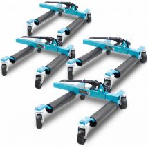 4x Bituxx pkw Rangierhilfe Rangierheber mechanisch Wagenheber Auto Rangierroller Rangierheber belastbar bis 560 kg pro Rangierroller (Blau)