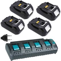 Powerwings - 4x Bl1830 18v 3,0ah Batterie De Rechange Avec Dc18sf Chargeur 4 Ports Li-ion Chargeur Pour Makita 18v Bl1850 Bl1850b Bl1860b Bl1815 