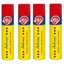 4x Bomboletta 300 ml Gas Ricarica Accendini Butano Con Adattatori