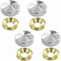 4x Cache vis laiton rosace cuvette fixation plaque entreprise maison cabinet finition chromé argent, diamètre 22 mm