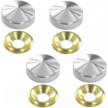 4x Cache vis laiton rosace cuvette fixation plaque entreprise maison cabinet finition chromé argent, diamètre 12 mm