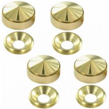 4x Cache vis laiton rosace cuvette fixation plaque entreprise maison cabinet finition doré or, diamètre 16 mm