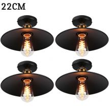 Axhup - 4x Ceiling Lighting Fitting Vintage, Creative Metal Ceiling Lamp, Industrial Chandelier with Lampshade for Living Room Hallway (Black)