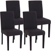 Lot de 4 chaises de séjour Littau, tissu noir gris, pieds foncés