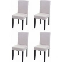 4x chaise de salle à manger chaise de cuisine Littau, textile, beige crème, pieds foncés