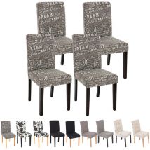 Mendler - 4x chaise de salle à manger chaise de cuisine Littau - textile, crème-beige, pieds clairs