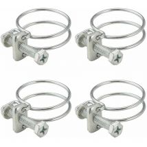 4x Collier de serrage double fil en métal zingué Gaine Tuyau Câble Tube Fixation Electroménager Ventilation Serre-joints, 28 - 32mm