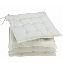 4x Coussins de chaise de jardin 44x44x5 cm coussin de siège en polyester avec rembourrage intérieur extérieur Crème - Detex
