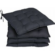 Detex - 4x Coussins de chaise de jardin 44x44x5 cm coussin de siège en polyester avec rembourrage intérieur extérieur Anthracite