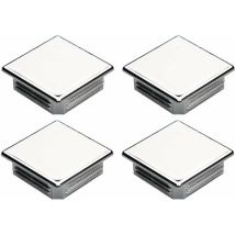 4x Embout de tube carré rentrant à ailettes finition chromée Bouchon Capuchon Pied Meuble Protection Extrémité Cannelé Tuyau, 40 x 40mm épaisseur