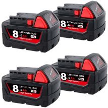 4x Für Milwaukee M18 Akku M18B6 18V xc 8.0 Ah Li-Ion 48-11-1860 48-11-1852