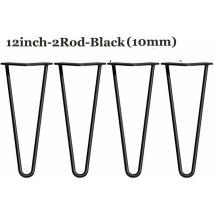 4x Haarnadel Tischbeine Möbelfüße Tischgestell Hairpin Leg 12 Zoll(30cm) Länge 2 Streben 10mm Dicke Schwarz Haarnadelbeine diy inkl.