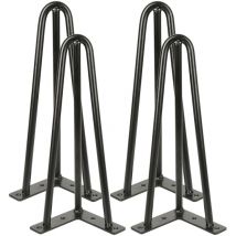 4x Hairpin Legs Tischbeine Möbelfüße diy Tischbeine Haarnadelbeine Metalltischbeine Schwarz 30cm