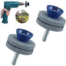 Toolive - Afilador de cuchillas para cortadora de césped de doble capa de 2 piezas, afilador de cuchillas para cortadora de césped resistente al