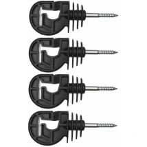 4x isolateur cloture électrique kombi universel noir à visser dans piquet bois fil corde cordon chevaux vache mouton gibier