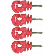 4x isolateur cloture électrique kombi universel rouge à visser dans piquet bois fil corde cordon chevaux vache mouton gibier