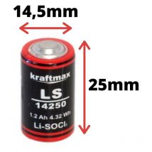 4x Kraftmax Lithium 3,6V Batterie LS14250 1/2 aa - Zelle + Box