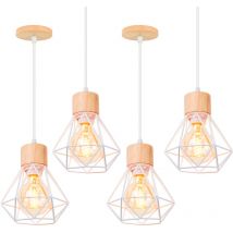 Axhup - 4X Lampada a Sospensione, Ø16cm Diamante Plafoniera a Sospensione con E27 Attacco, Illuminazione con Gabbia per Soggiorno Sala da Pranzo