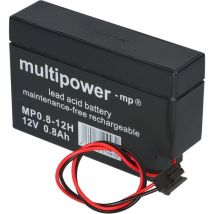 4x Multipower Blei-Akku MP0,8-12H Pb 12V 0,8Ah Heim und Haus Stecker Rollladen