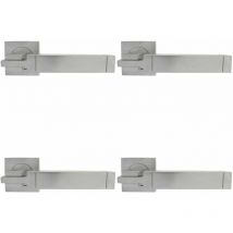 Loops - 4x pair Cube Lever on Square Rose Etched Detailing Concealed Fix Satin Chrome