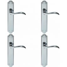 Loops - 4x pair Curved Handle on Long Latch Backplate 245 x 45mm Polished Chrome