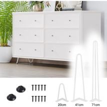 Dyhf - Conjunto de 4 Patas Horquilla Mesa 41CM, Patas para mesa de centro, Patas para Muebles de Acero Diseño Industrial 2 Varillas Resistentes Bianco