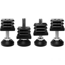 4x Piedino piedi regolabile piede livellatore tappo quadrato 35 x 35 mm filettato M8 tubi mobili