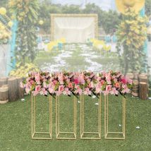4x Porte-fleurs Colonne de fleurs en métal Tabouret pour plantes Géométrique