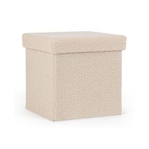 4x Pouf beige en bouclé 38x38x38 cm