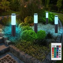 Etc-shop - 4x rgb led lampadaires extérieurs anthracite télécommande lampes de socle de jardin en acier inoxydable dimmable