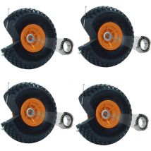 4x Sackkarrenrad Vollgummi 260x85 mm 3.00-4 60mm Nabenlänge Ersatzrad Nabenversatz orange