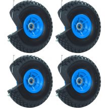Baumarktplus - 4x Sackkarrenrad Vollgummi 260x85 3.00-4 Nabenlänge 60 mm Ersatzrad Nabenversatz blau
