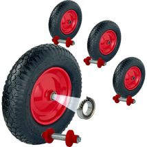Baumarktplus - 4 x Schubkarrenrad 390x95 mm 4.80 4.00-8 luftbereifung inkl. Achse Ersatzrad 4PR Metallfelge 200 kg