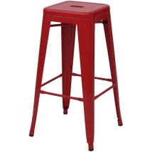Mendler - 4x tabouret de bar HWC-A73, chaise de comptoir, métal, empilable, design industriel - rouge