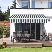 Greenbay - 4x3M Manual Awning Canopy Outdoor Patio Garden Sun Shade Retractable Shelter Green-White