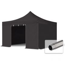 Toolport - 4x4 m Tonnelle pliante - Acier, côtés sans fenêtre, noir