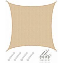 4x4 Voile d'Ombrage Carrée Respirante - Toile de Jardin avec Fixation Acier Inox