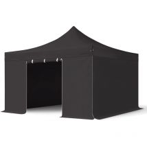 Toolport - 4x4m gazebo pieghevole pes 800 con laterali, professional 40mm alluminio, nero