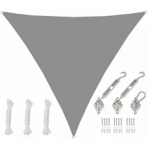 4x4x4 Vela Solare Triangolare Impermeabile - Tenda da Sole con Fissaggio Inox - grau