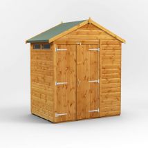 Power Sheds - 4x6 Power Apex Security Shed Double Door - Brown