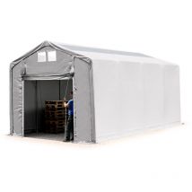 4x8m hangar Toolport pvc 850 n, h. 3m avec porte actionnée par traction et fenêtres dans le toit