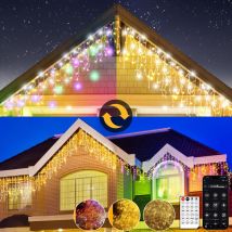 5-30m Rideau lumineux led Guirlande lumineuse,multicolore Rideau lumineux pluie de glace extérieur intérieur avec télécommande et App,30-1200LEDS